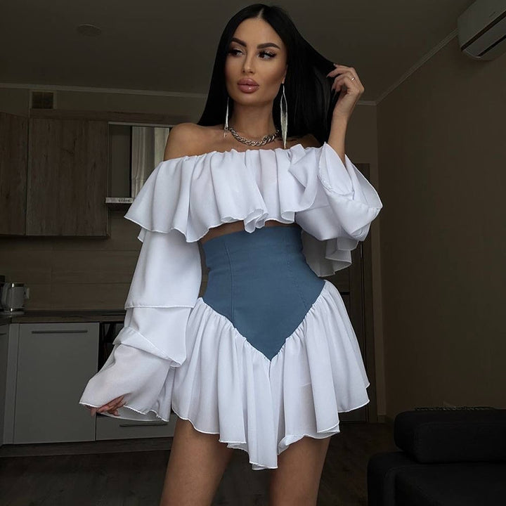 Dame Off-Shoulder Rüschenkjole Stilla