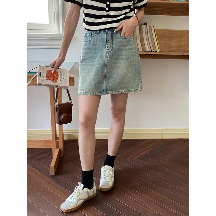 Kvindernes denim mini nederdele i klassisk design Stilla