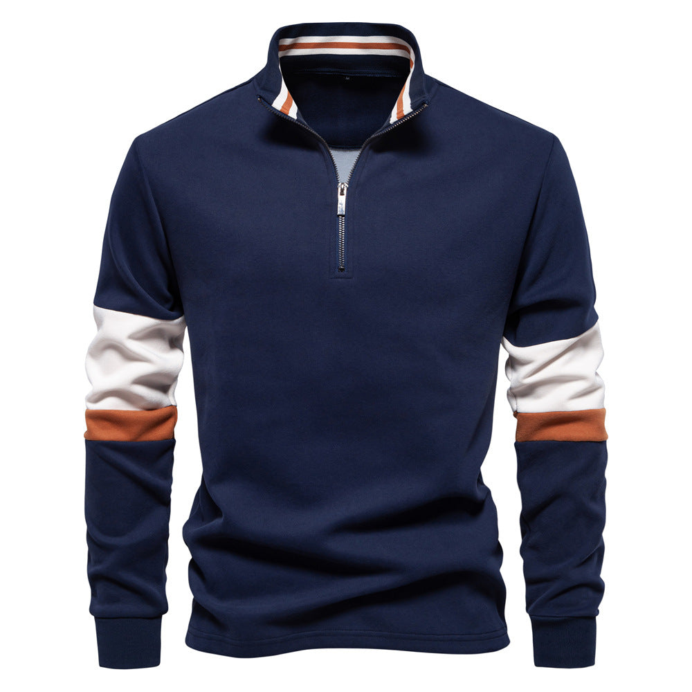 Herrer fleecepullover med krave og moderne lynlåsd design Stilla