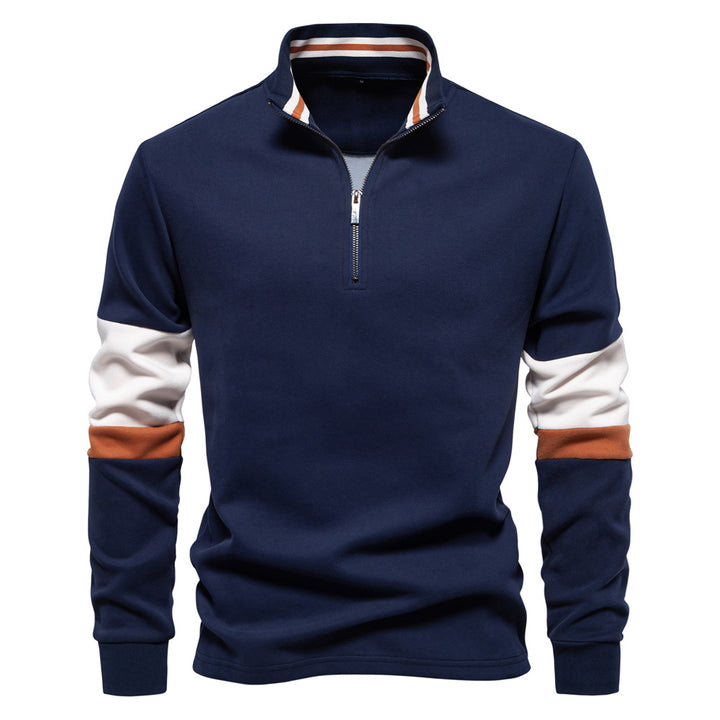 Herrer fleecepullover med krave og moderne lynlåsd design Stilla