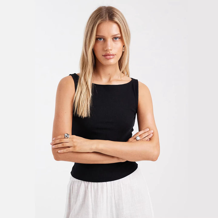 Dame tanktop med legende polka-dots mønster Skovae