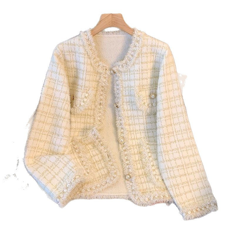 Kvinders hyggelige cardigan med dekorative perler og frynse detaljer Stilla