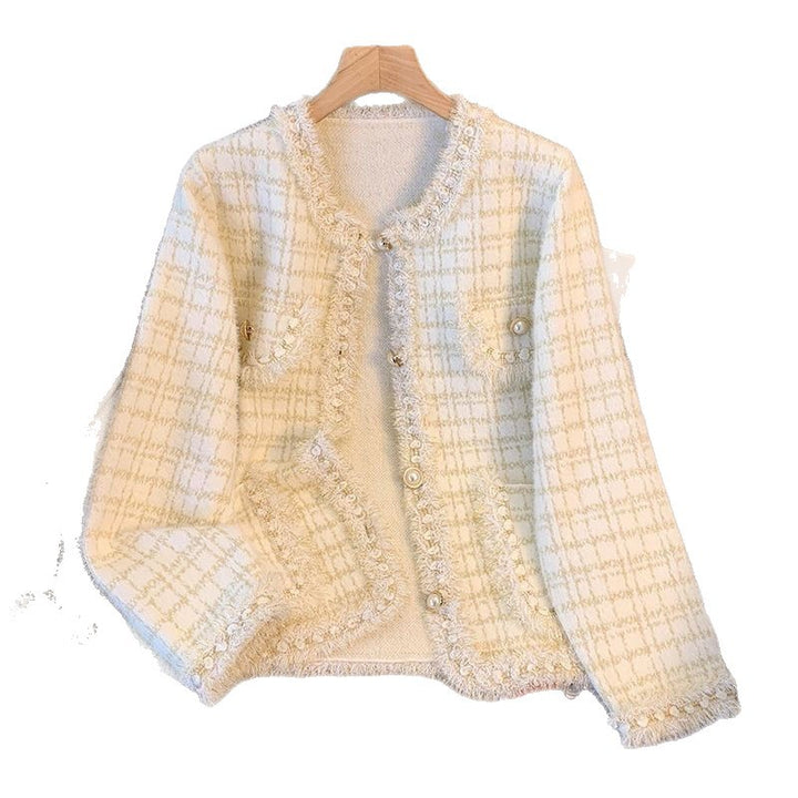 Kvinders hyggelige cardigan med dekorative perler og frynse detaljer Stilla