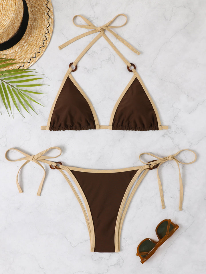 Dame Triangle-Bikini-Sæt med justerbare bindebånd og elegante accenter Stilla
