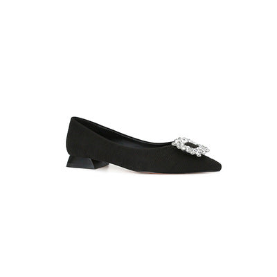 Dame mode Ballerinas med glitrende smykkedetaljer og komfortabel blokhæl Stilla