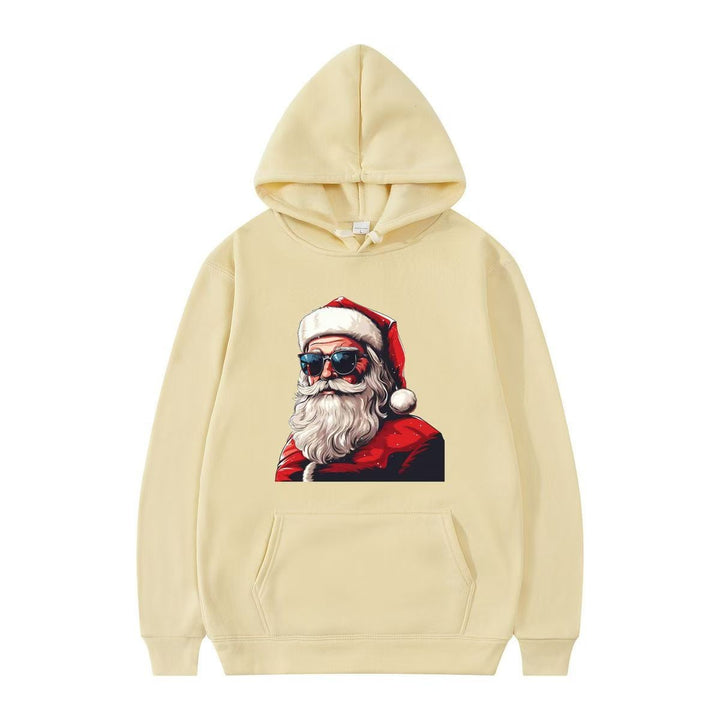 Dame hoodie med festligt julemandsmotif og kunstnerisk print Skovae