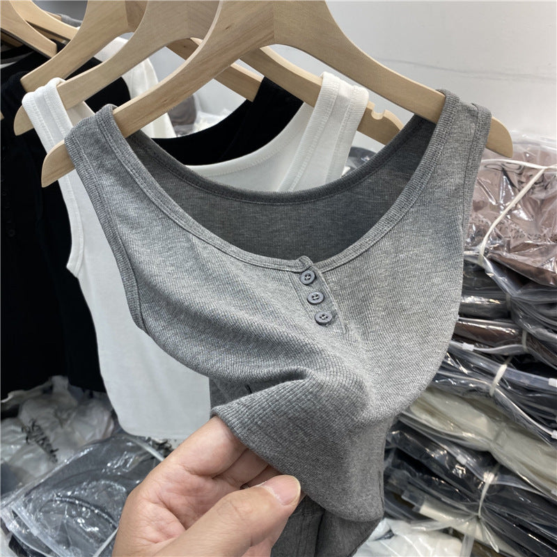 Femme Soft Ribbet Knap-Ned Tanktop Stilla