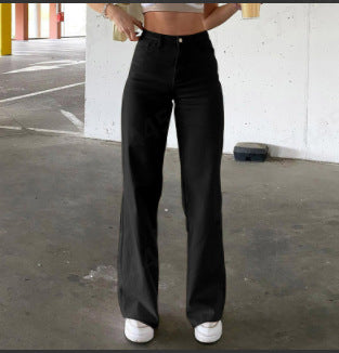 Dame brede High-Waist jeans i afslappet snit med elegant talje Skovae