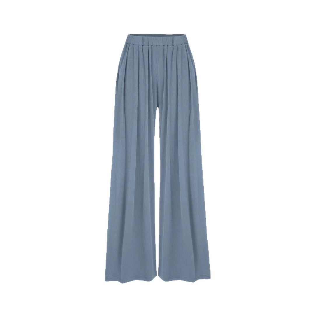 Dame bred Palazzo-bukser med elegante folder og elastisk talje Skovae