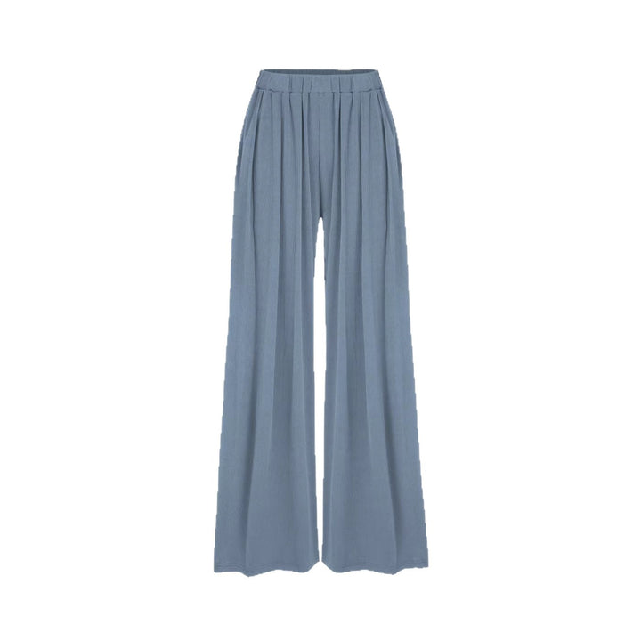 Dame bred Palazzo-bukser med elegante folder og elastisk talje Skovae