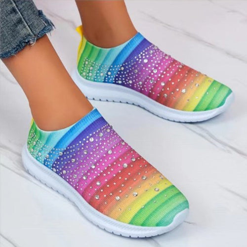 Dame Modiske og glitrende Slip-On Sneakers med åndbart strik-overdel Stilla