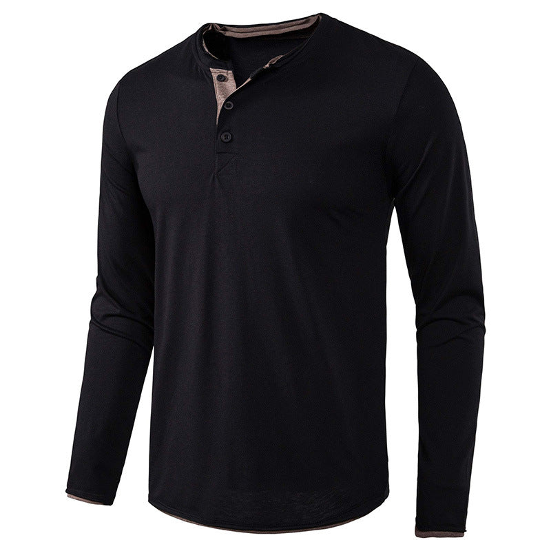 Herrer Langærmet Henley T-shirt i åndbart jersey med stilfulde knapdetaljer Stilla