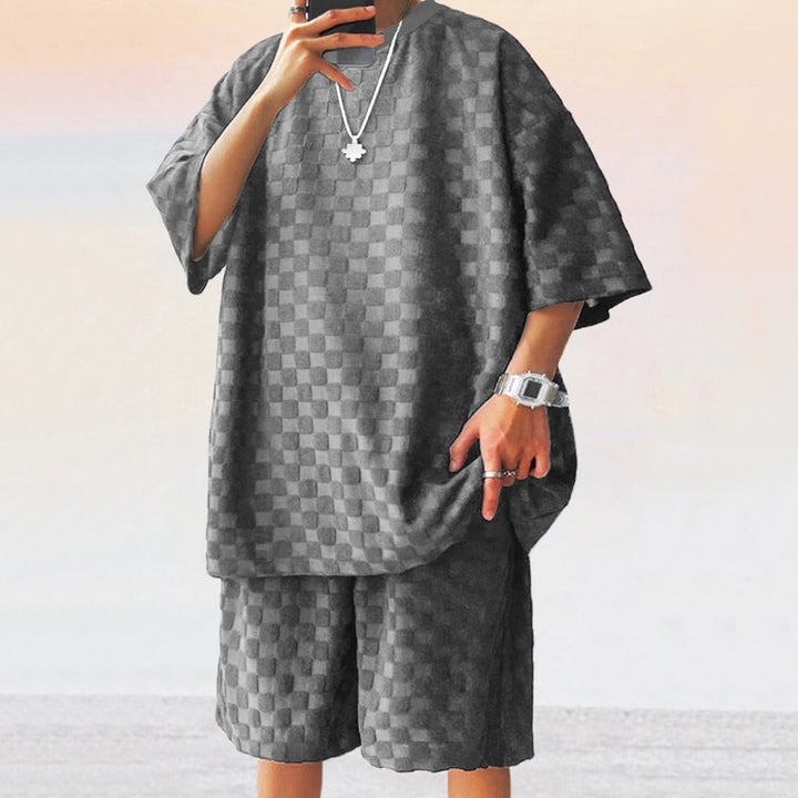Herrer afslappet top og shorts sæt med struktureret design og åndbar kvalitet Stilla