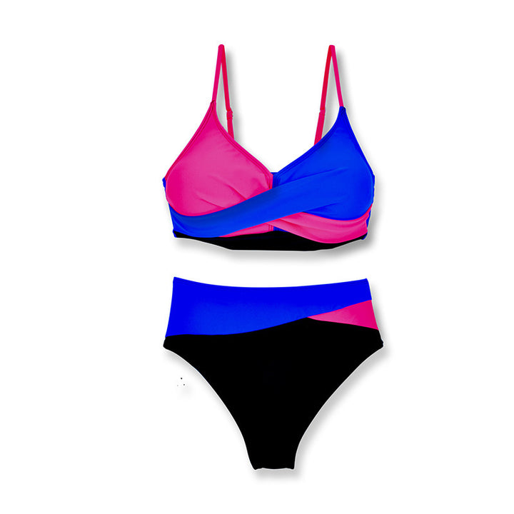 Dame højtaljet bikinisæt med moderigtig indpaknings top Skovae