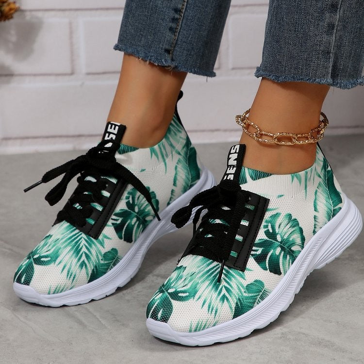 Dame Sporty Sneakers med blomsterprint og elastisk design Stilla