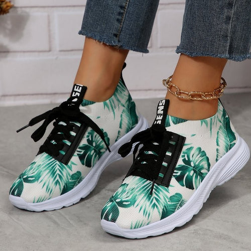 Dame Sporty Sneakers med blomsterprint og elastisk design Stilla