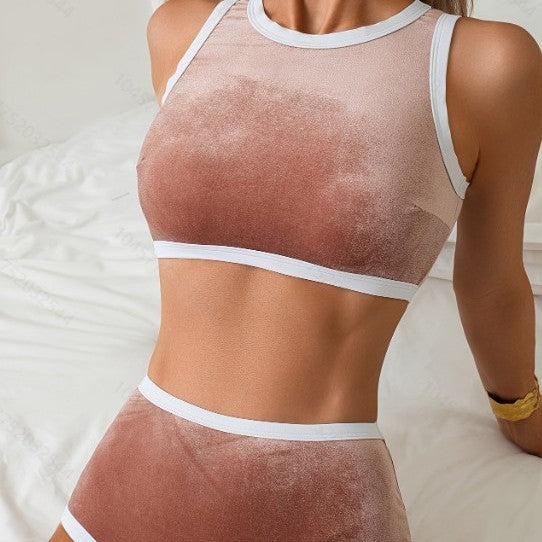 Dame Sport-Bikini-sæt med høj talje og moderigtigt farveskift Stilla