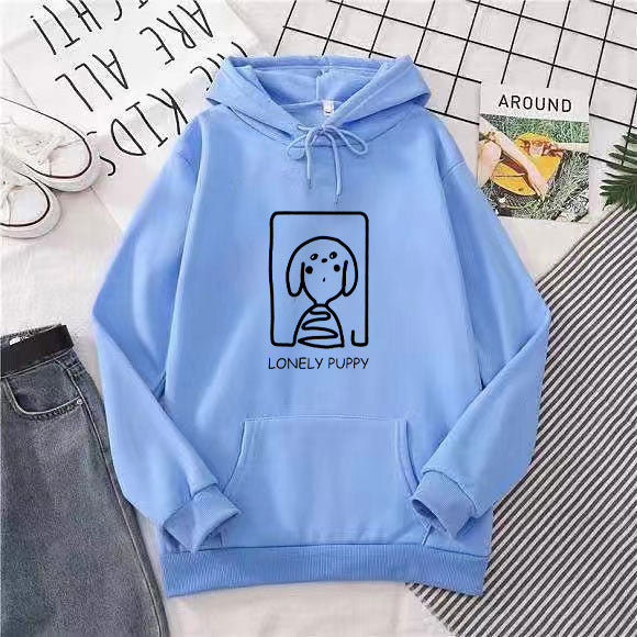 Kvinders hoodie med kreativt hundemotiv Skovae