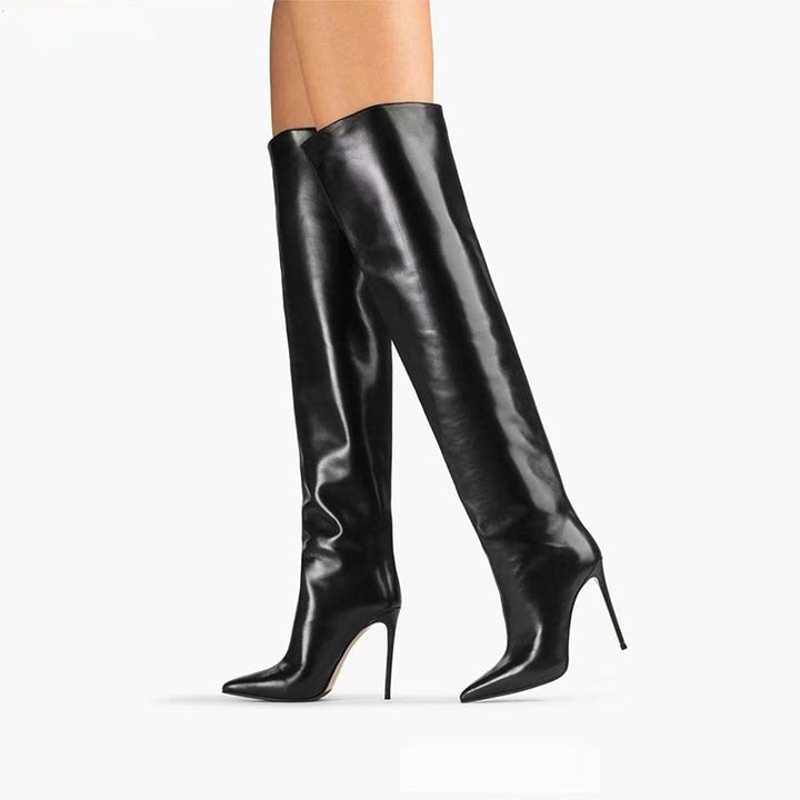 Femme spids afsluttende Over-the-Knee Stiletto-støvler med skulptureret hæl Stilla