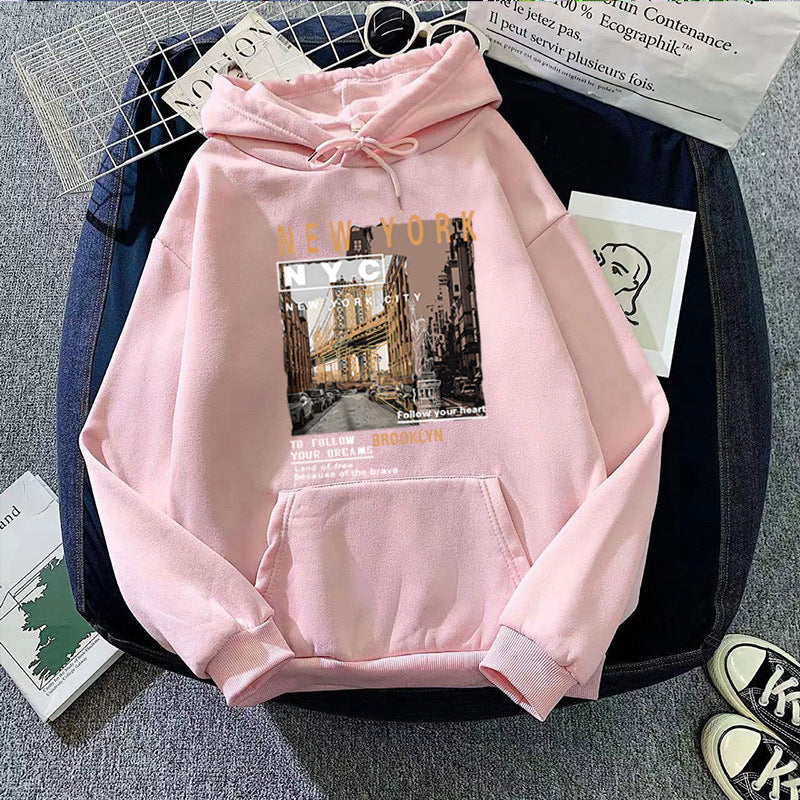 Kvinder hoodie med stilfuldt New York tryk Skovae
