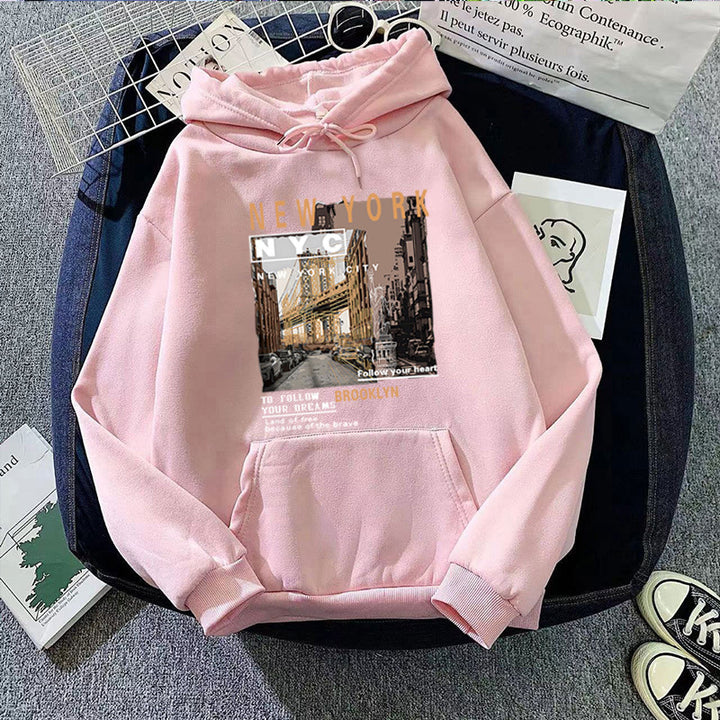 Kvinder hoodie med stilfuldt New York tryk Skovae