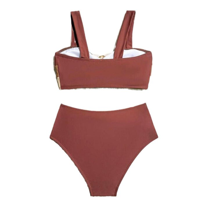 Dame Højtaljeret Bikini-Sæt med moderigtigt Smykke-detalje og figurskænkende Top Stilla