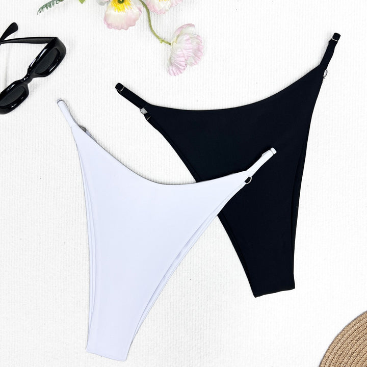 Dame Bikini-trusser med raffinerede rynkeelementer og høj benudskæring Skovae