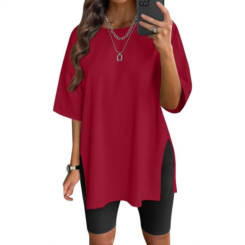 Dame Oversized T-shirt med sideslids Stilla