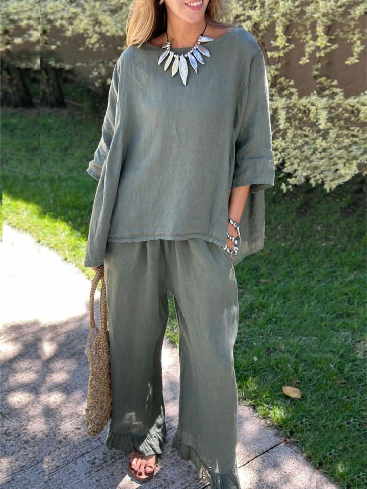 Damer casual linned outfit med løs pasform og elegante detaljer Stilla