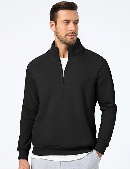 Herresweater med halv lynlås og moderne snit Skovae