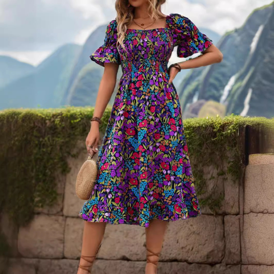 Dame sommerkjole i floral design Stilla