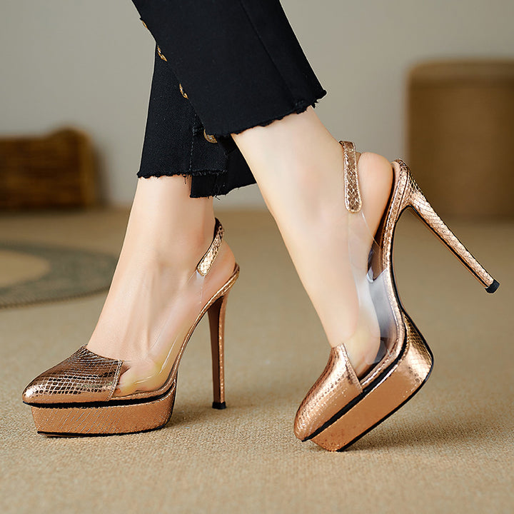 Femme Transparent Platform Slingback Højhælede Sko Stilla