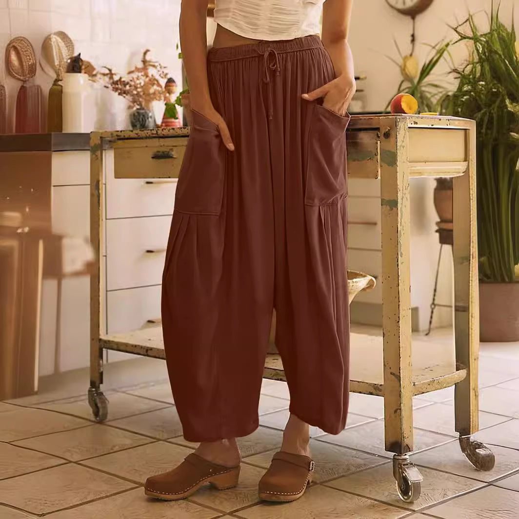 Dame Løse Harem Bukser med sidelommer og elastisk talje Stilla