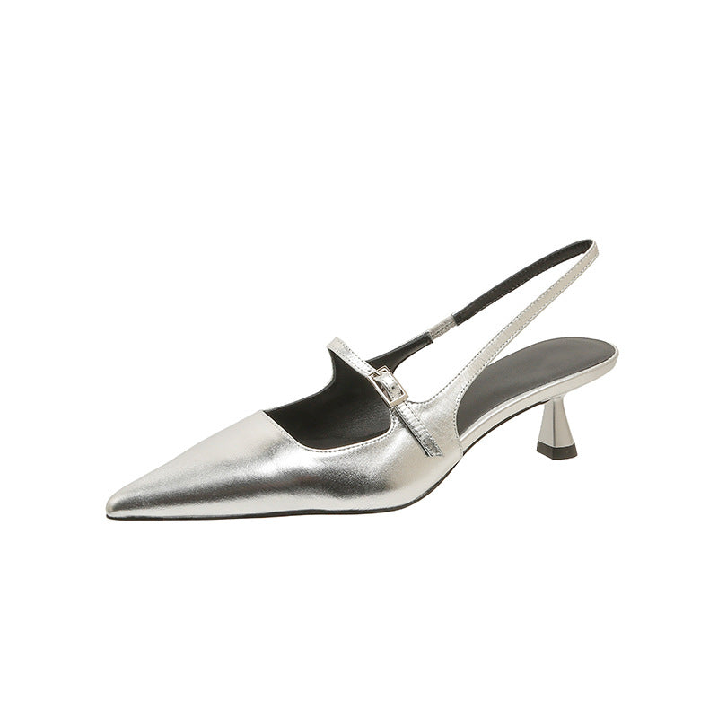Dame Sleek Spids-Tådel med metallisk Finish Stilla