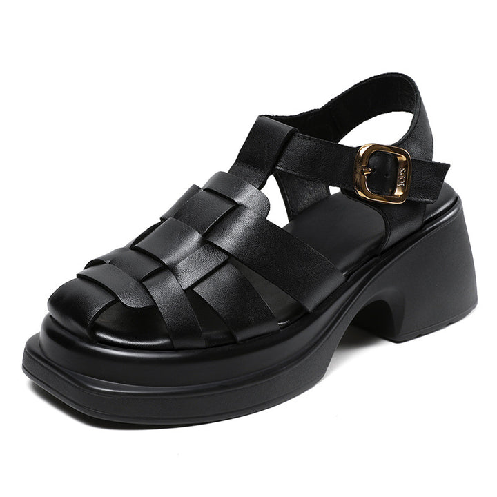 Dame Woven Leather Platform Sandaler Stilla