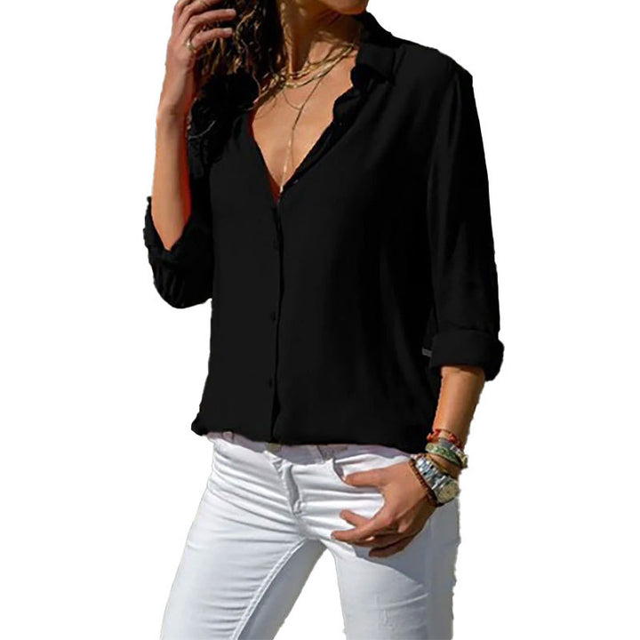 Dame Elegant og luftig bluse med knaplukning Stilla