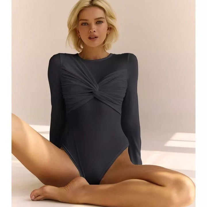 Dame Langærmet Rynkning Body Stilla