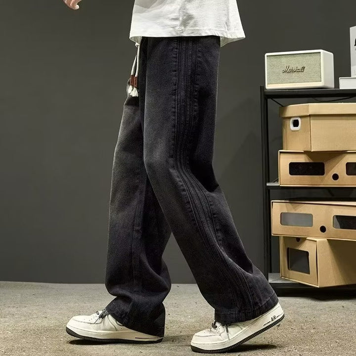Herre bred Denim-jeans med elastisk talje og unik vask Stilla