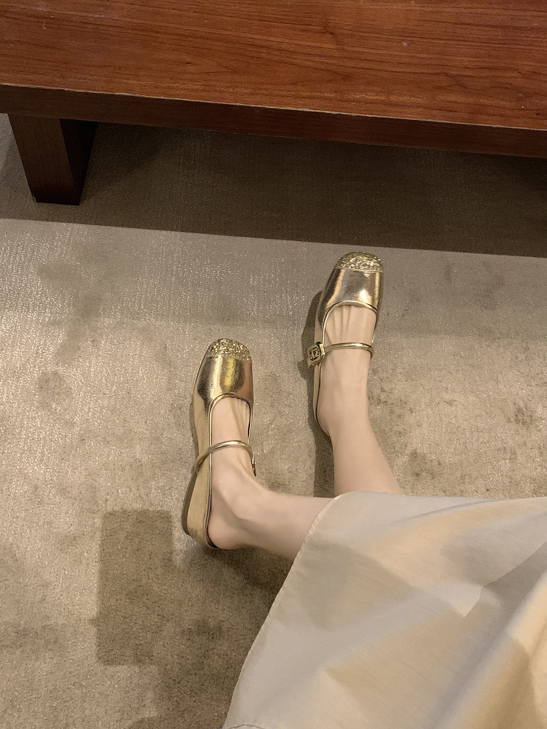 Damer Glimmer Bånd Ballerinas Stilla