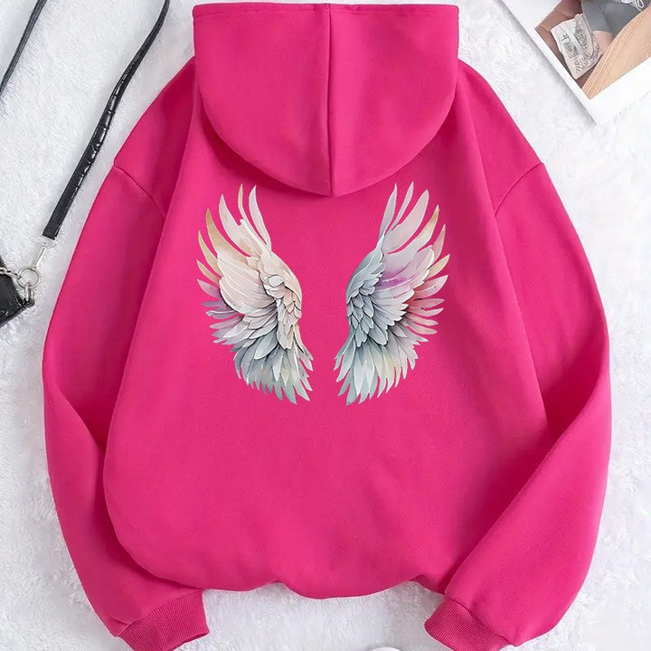 Kvinders hoodie med stilfuldt englevinge-design Skovae