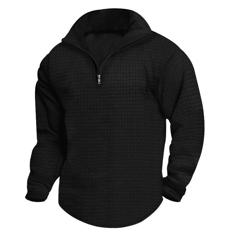 Herrer nan quilted thermo-halfzip med vaffelmønster, børstet foring og afrundet kant Skovae