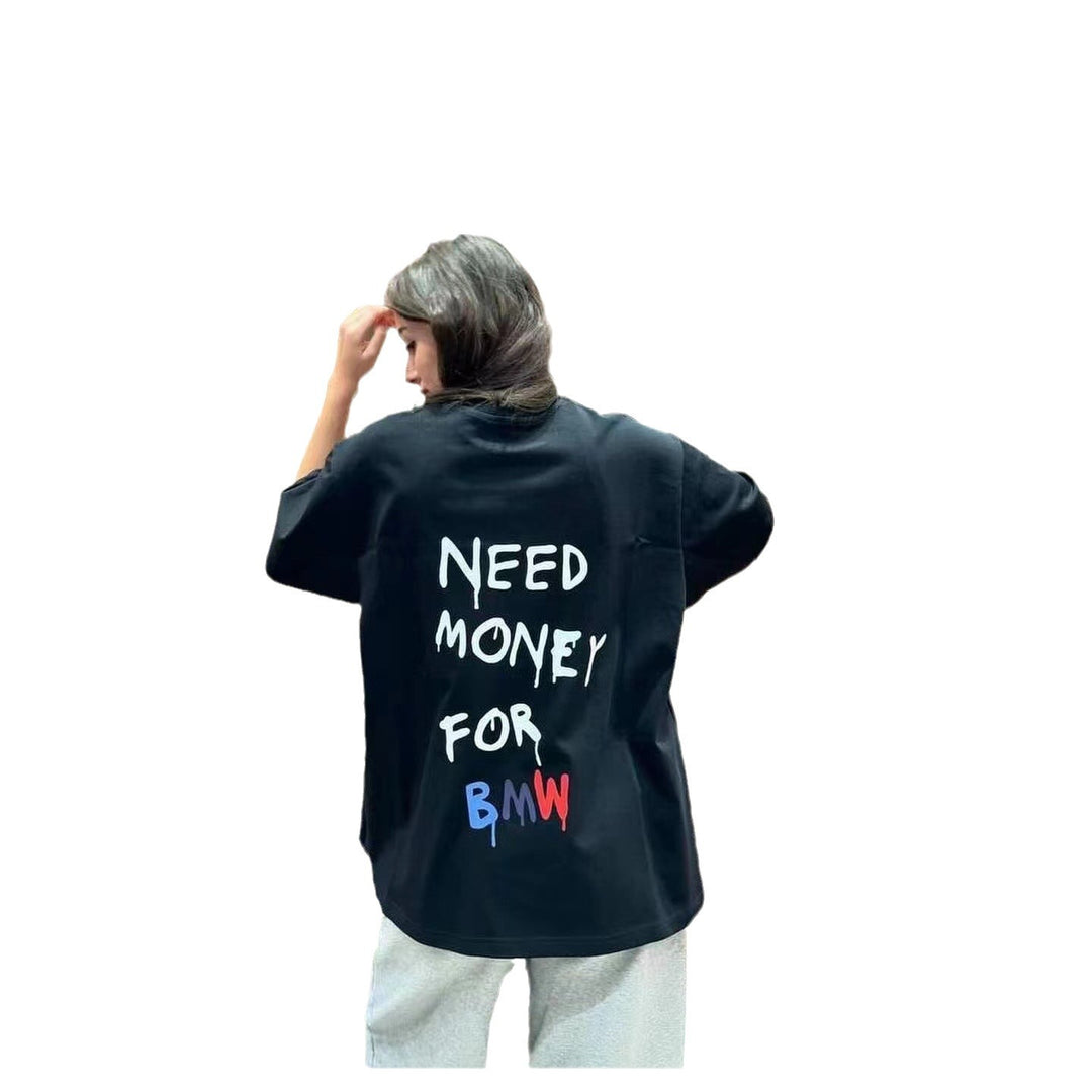 Dame Statement T-shirt med kreativt slogan og afslappet snit Stilla