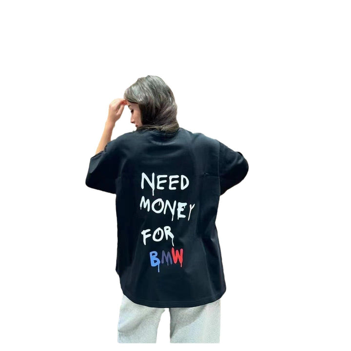 Dame Statement T-shirt med kreativt slogan og afslappet snit Stilla