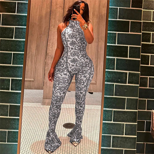 Dame jumpsuit med spændende mønster og struktureret design Stilla