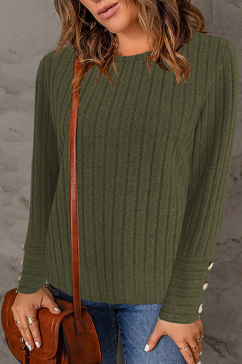 Dame Struktureret Pullover med moderne Knapper Stilla
