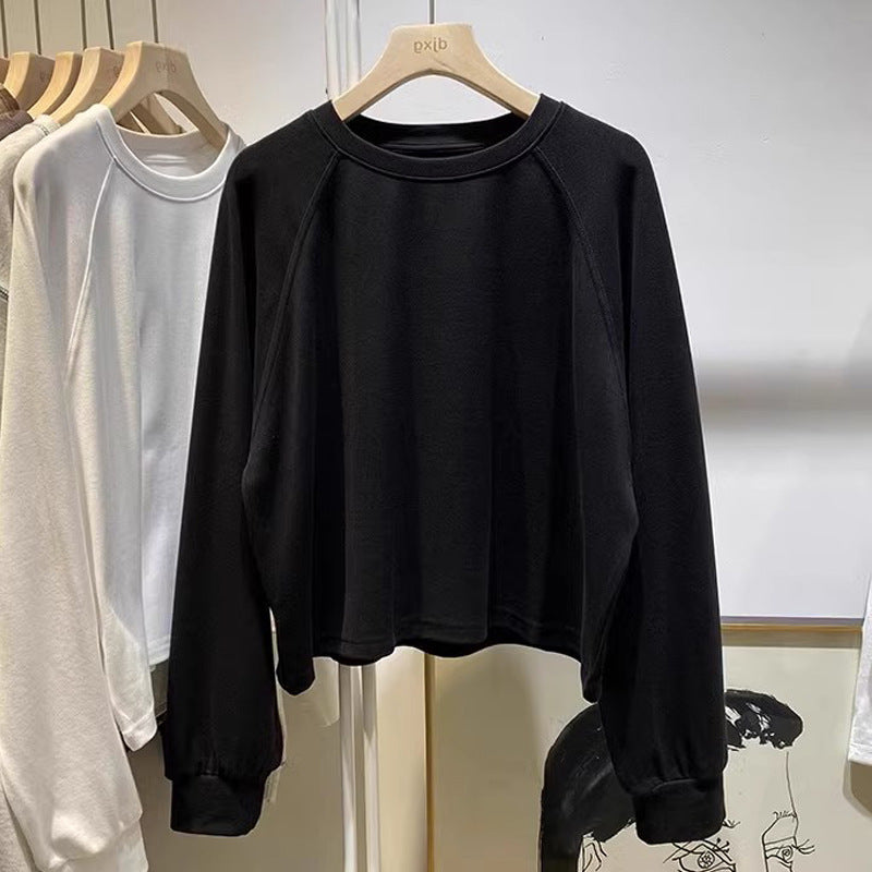 Femme Cropped Pullover Sweatshirt med Raglanærmer Stilla