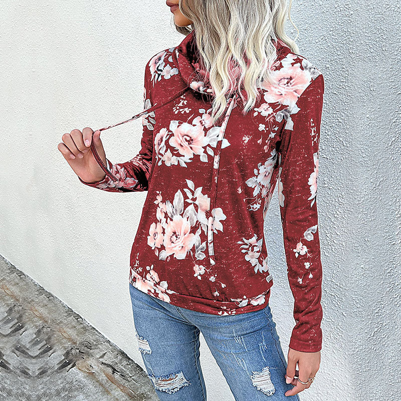 Dame hyggelig hoodie med blomsterdesign og afslappet snit Stilla