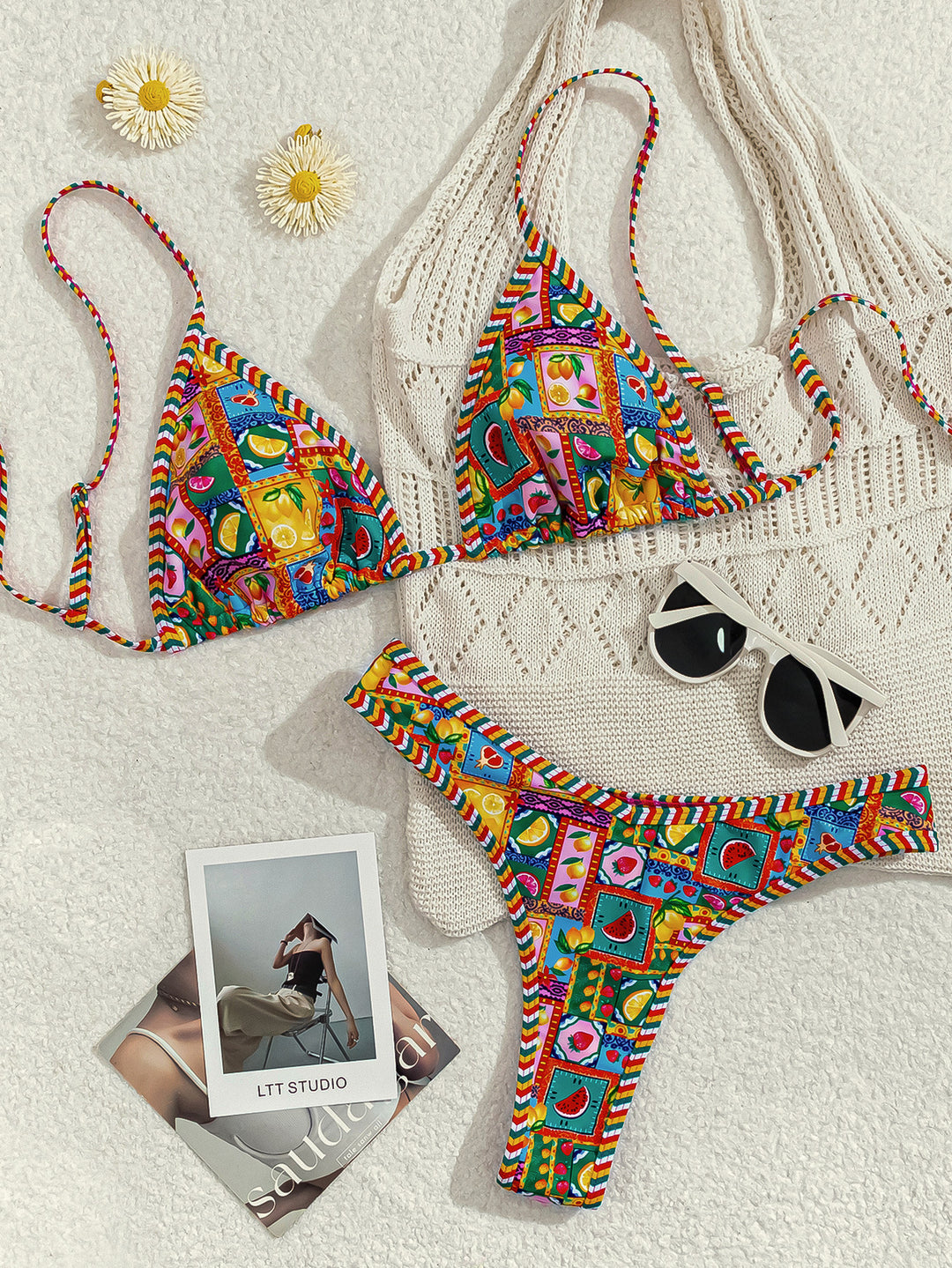 Dame triangel-bikini med justerbare bånd og elegante detaljer Skovae