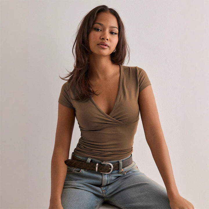 Dame Stilfuld V-Hals T-Shirt Stilla
