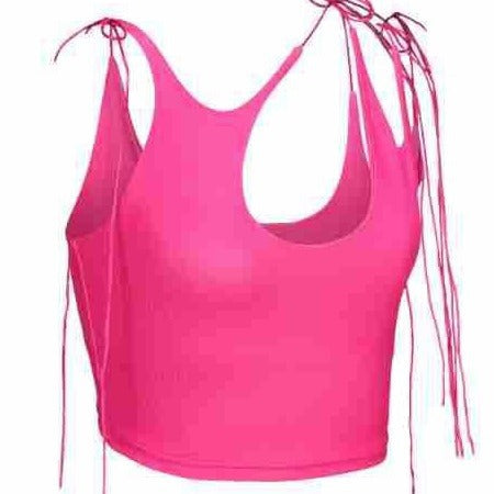 Dame Crop-Top med ensidig Cut-Out og trendy bånd Skovae